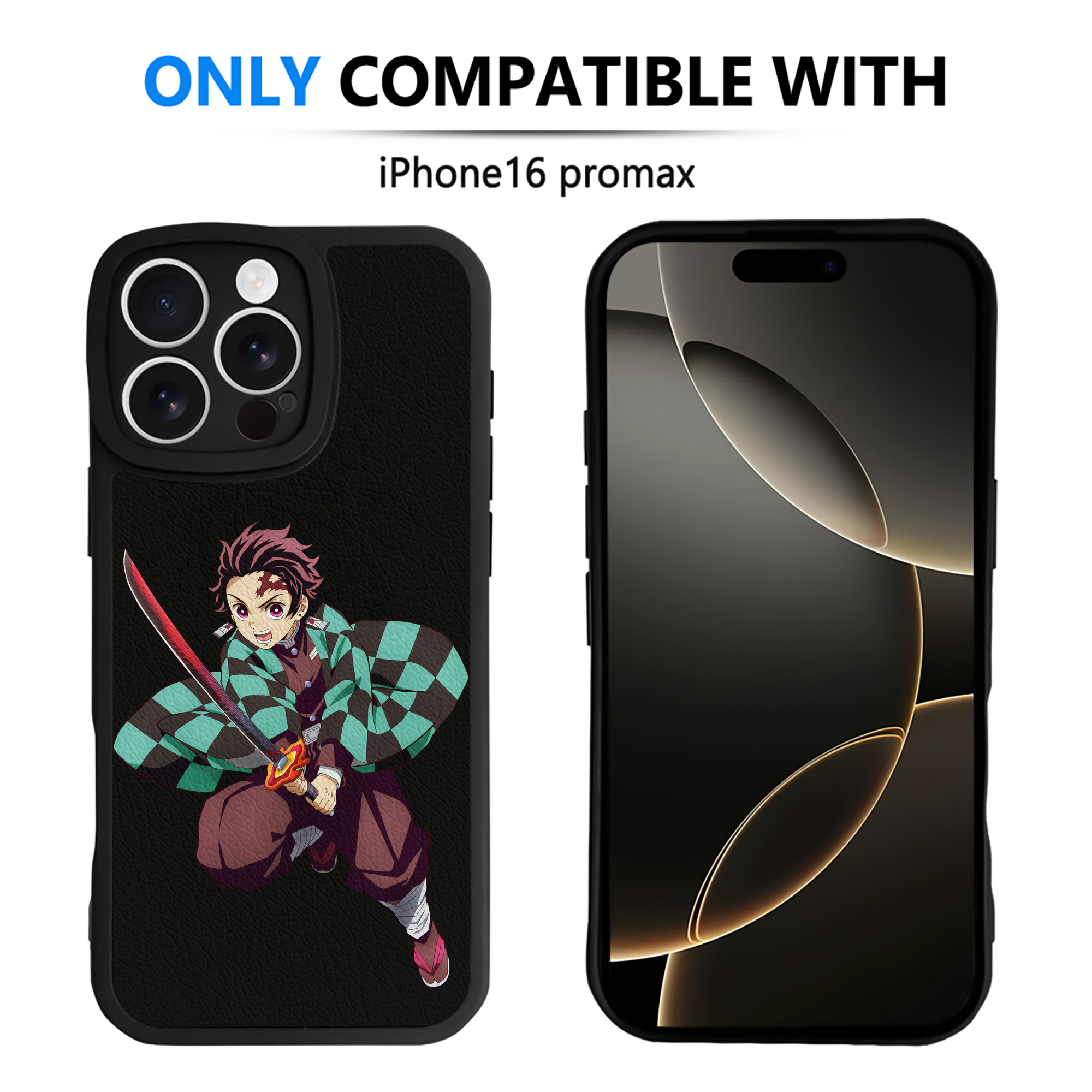 （画像用） 鬼滅の刃 竈門 炭治郎／かまど たんじろう Kamado Tanjirou 【iPhone 16シリーズ対応】シリコンスマホケース（レザー調） 材質：シリコン